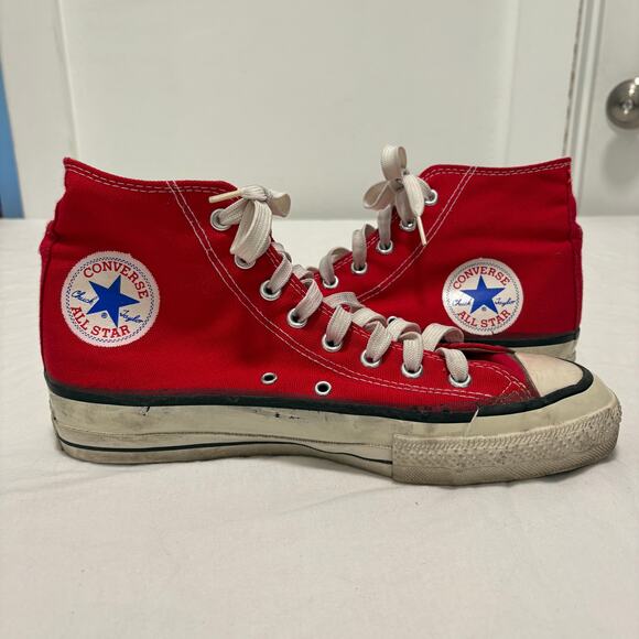 VTG 80\'s Converse All-Star Chuck Taylor High Top Made In USA Sneakers Red 9.5 main image 7